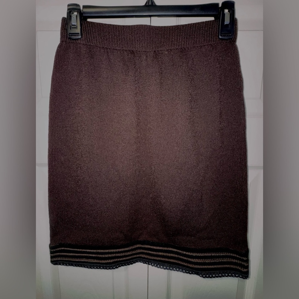 St John Collection Marie Gray vintage Brown Knit Skirt Sz 2